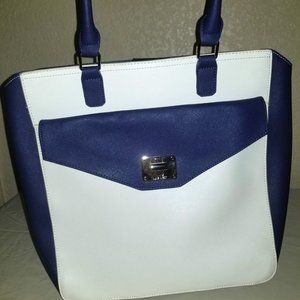 Like New Nine West Satchel, white & royal blue